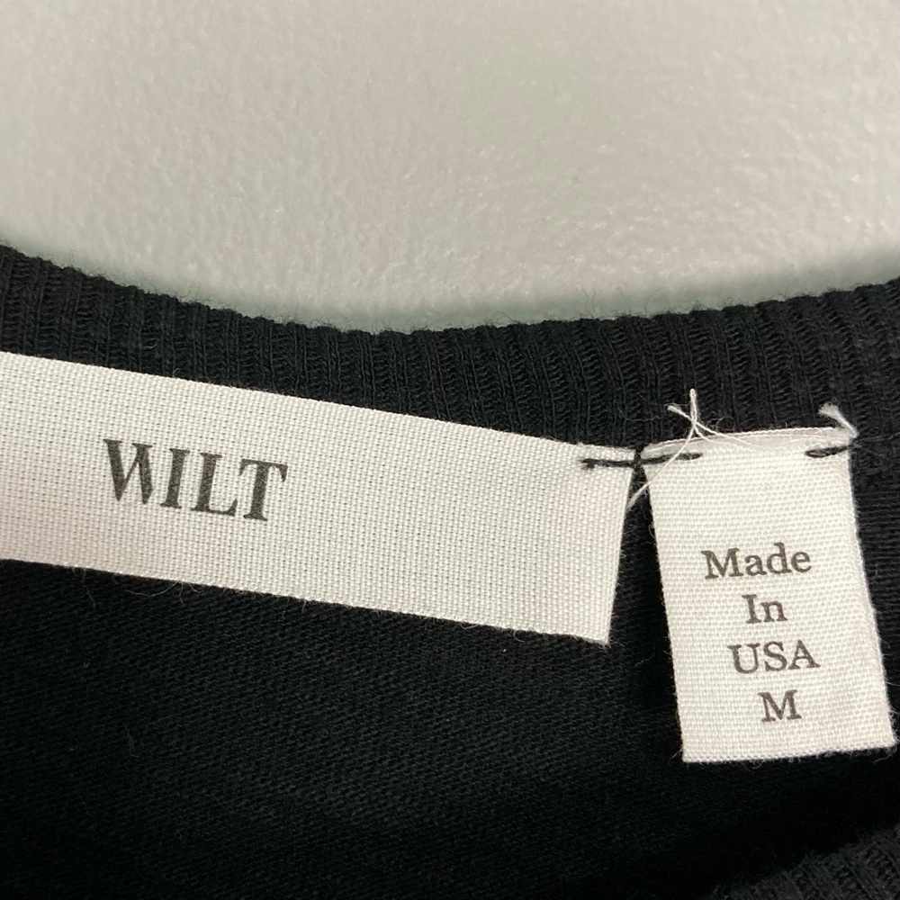 Wilt Asymmetrical Knit TunicTop Women’s Size M Scoop Neck Long Sleeves Black - Picture 8 of 10